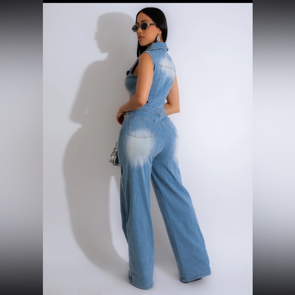 Denim jumpsuit size L New - Picture 2 of 2